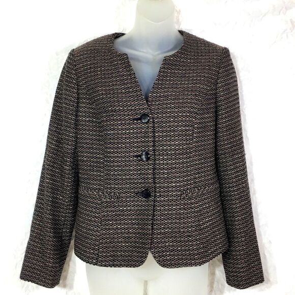Cambria Platinum wool tweed texture collarless blazer suit coat jacket size 2 - Picture 1 of 14